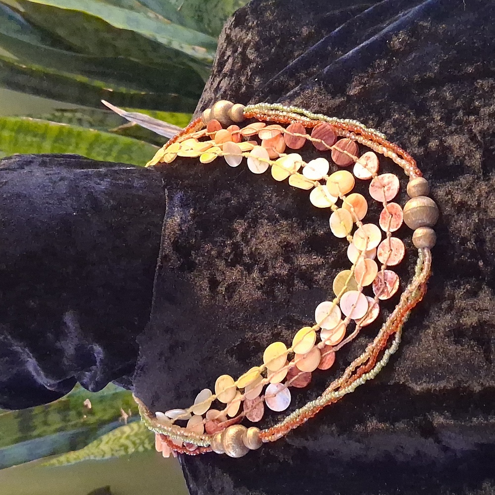 Zad Multicolor Seed Beaded & ShellNecklace 18 In Long